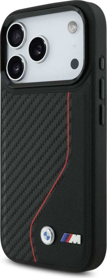 BMW case passend für IPHONE 17 Pro kompatibel mit MagSafe BMHMP17L25PCCSCKR (PU Carbon Line & Logo) red