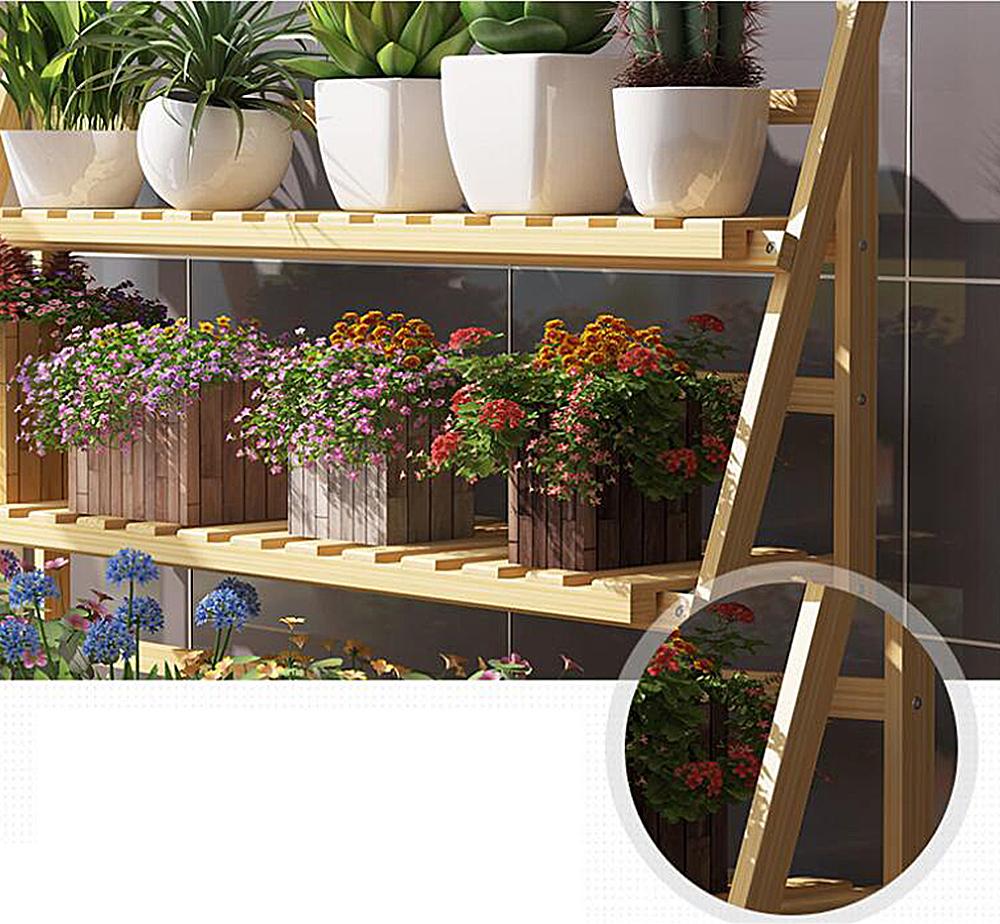 bambusový stojan na kvety, viacúrovňový skladací stojan, záhradný organizér