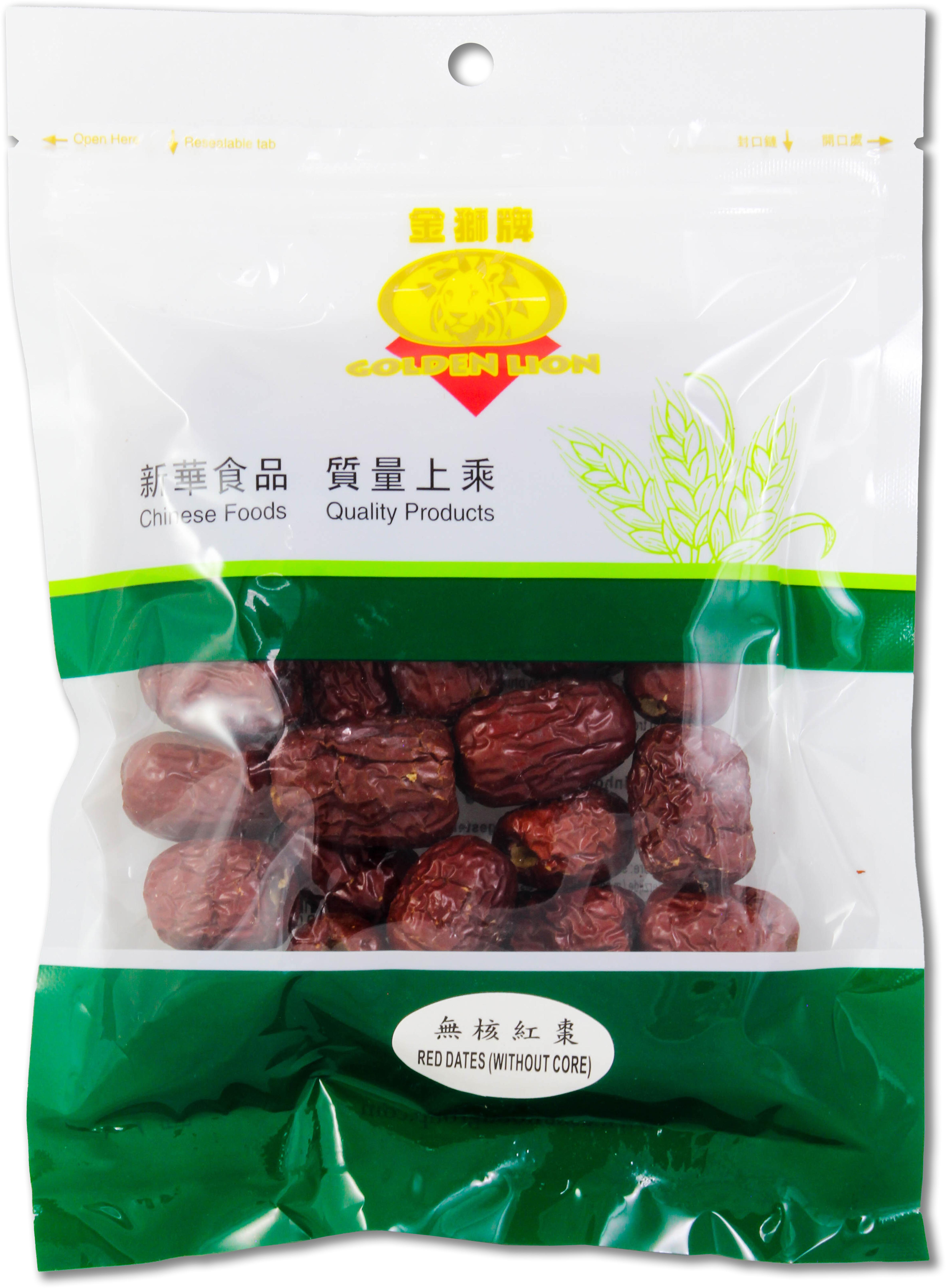 GOLDEN LION Getrocknete Rote Chinesische Jujube 100g Kernlose Dattel | Red Dates 11069