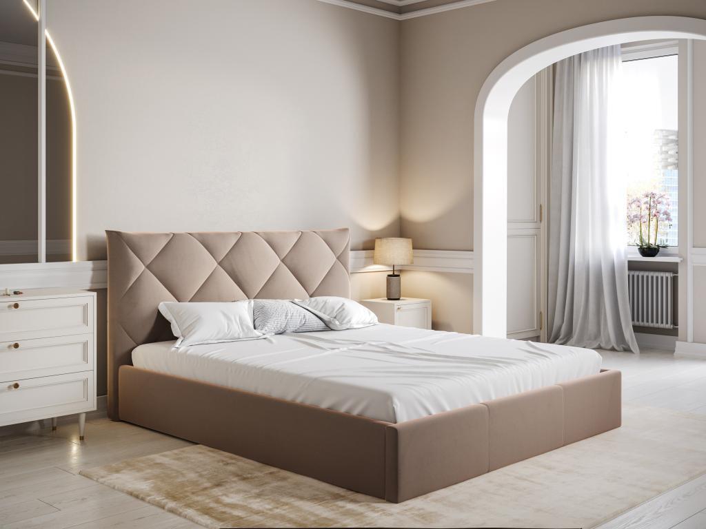 Bett mit Bettkasten - 160 x 200 cm - Samt - Beige - STARI von Pascal Morabito von Pascal Morabito