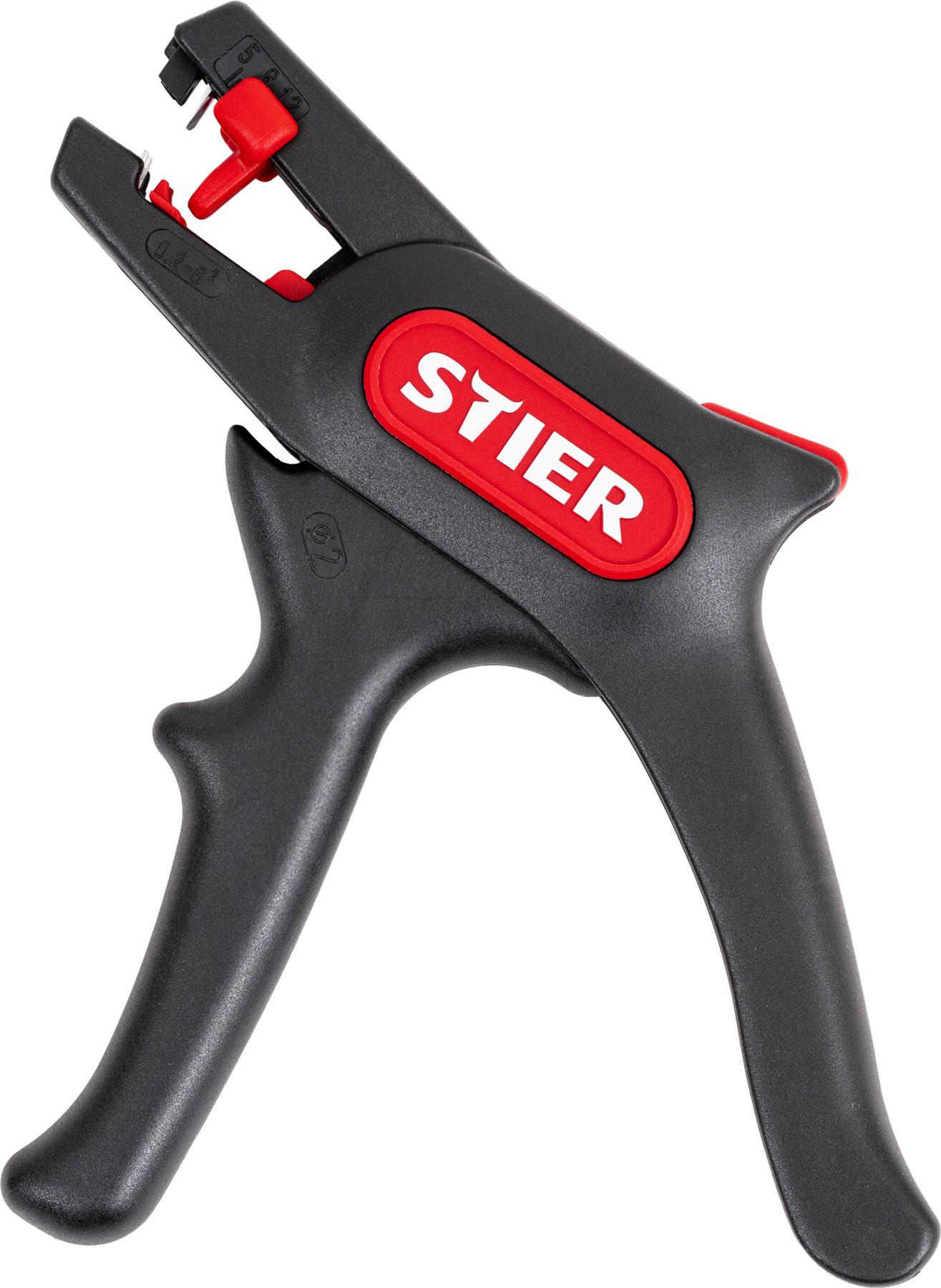 STIER Automatische Abisolierzange, 0,2 - 6,0 mm², 165 mm, Abtastsystem und Längenanschlag für hohe Präzision 905690