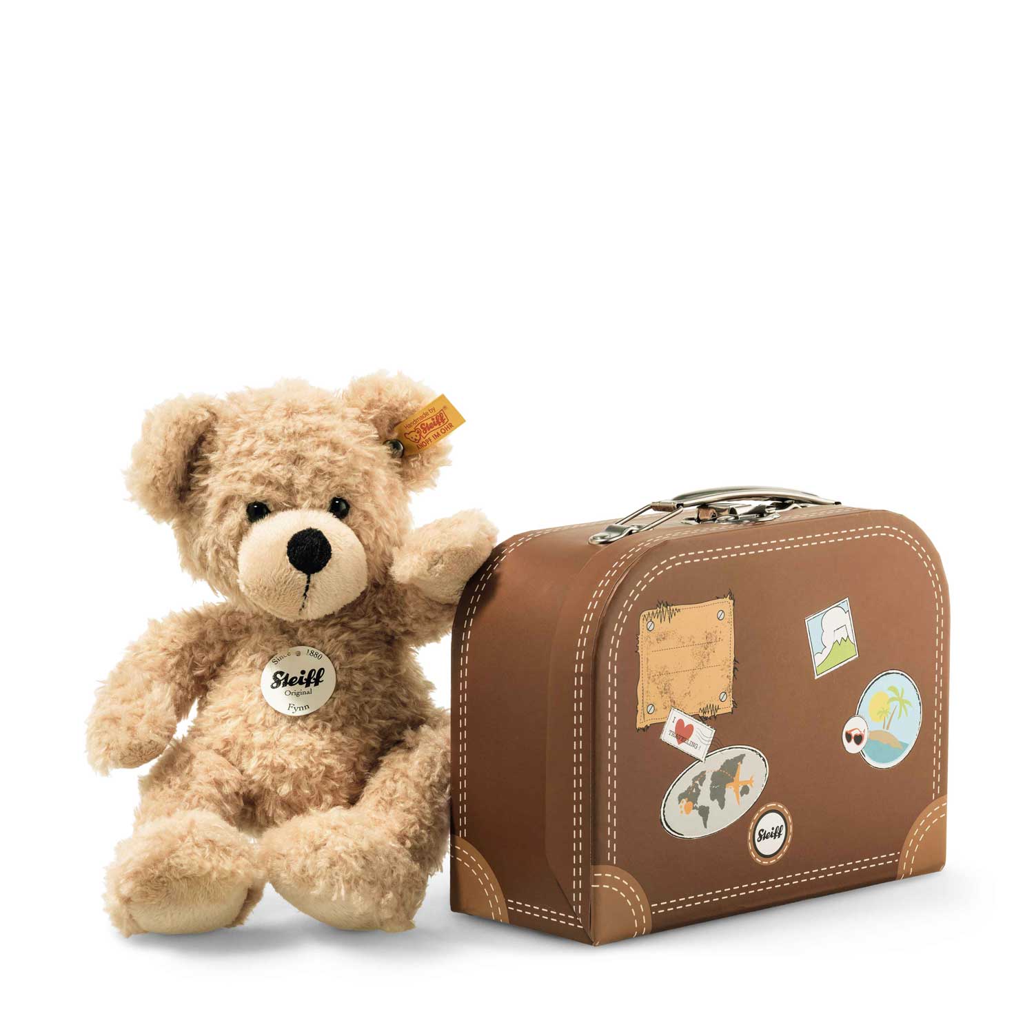 STEIFF Teddybär Fynn beige 23 cm mit Sterne-Koffer NEU 