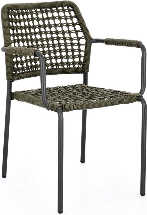 Natur24 4er Set Stühle Rajada Anthrazit und Grün 0666028
