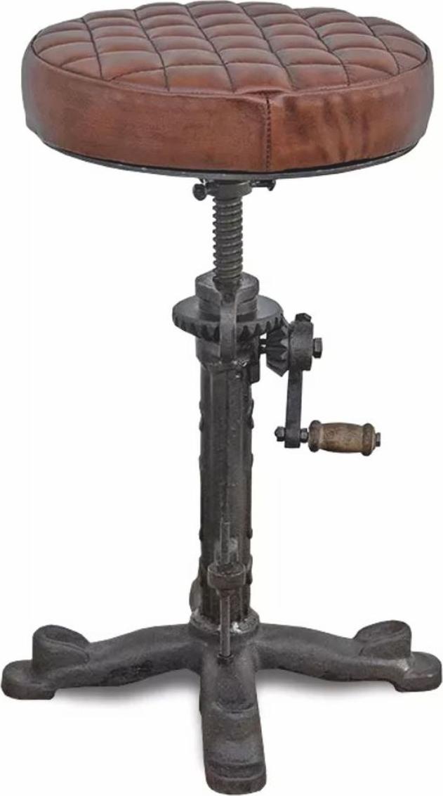 Demotex GmbH Casa Padrino Industrie Stil Hocker Schwarz / Braun H. 50 cm - Industrie Stil Möbel