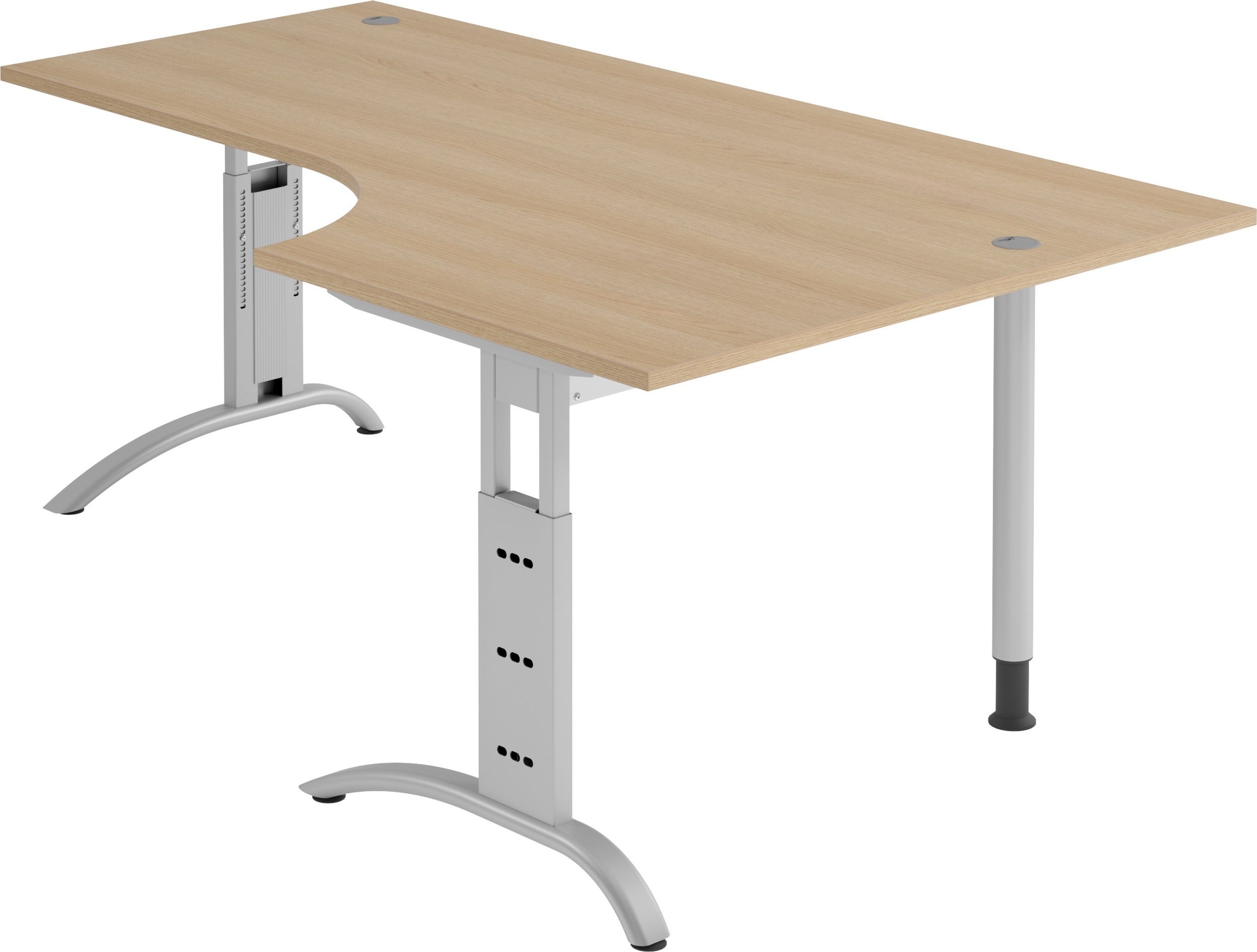 bümö manuell höhenverstellbarer Eckschreibtisch Eiche, Schreibtisch L Form 200x120 cm - Eckschreibtisch höhenverstellbar, L Schreibtisch, PC-Tisch BU-FS-82-E-S