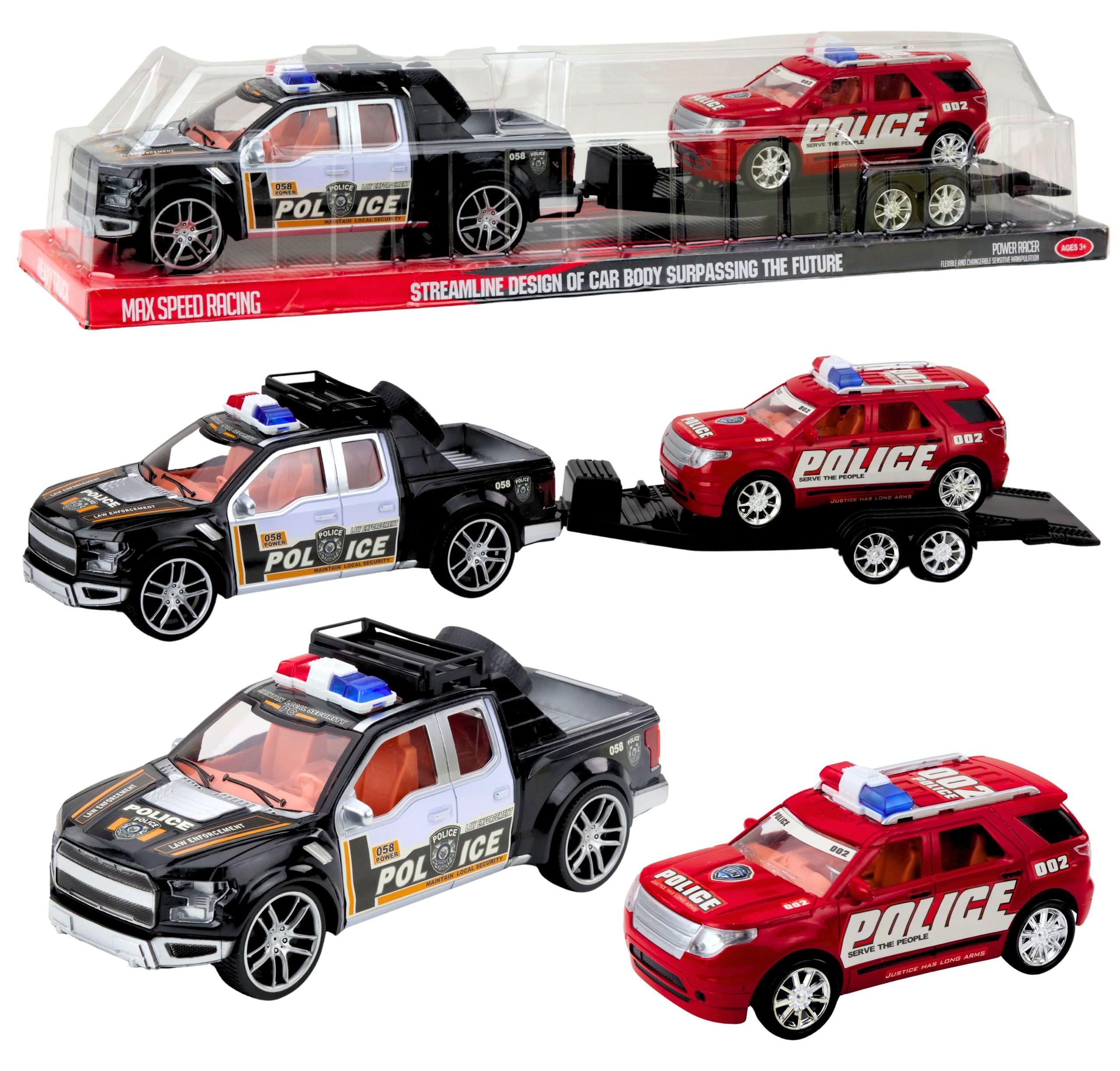 Lean Toys Geländewagen-Polizeiauto-Set mit Abschleppwagen und Streifenwagen