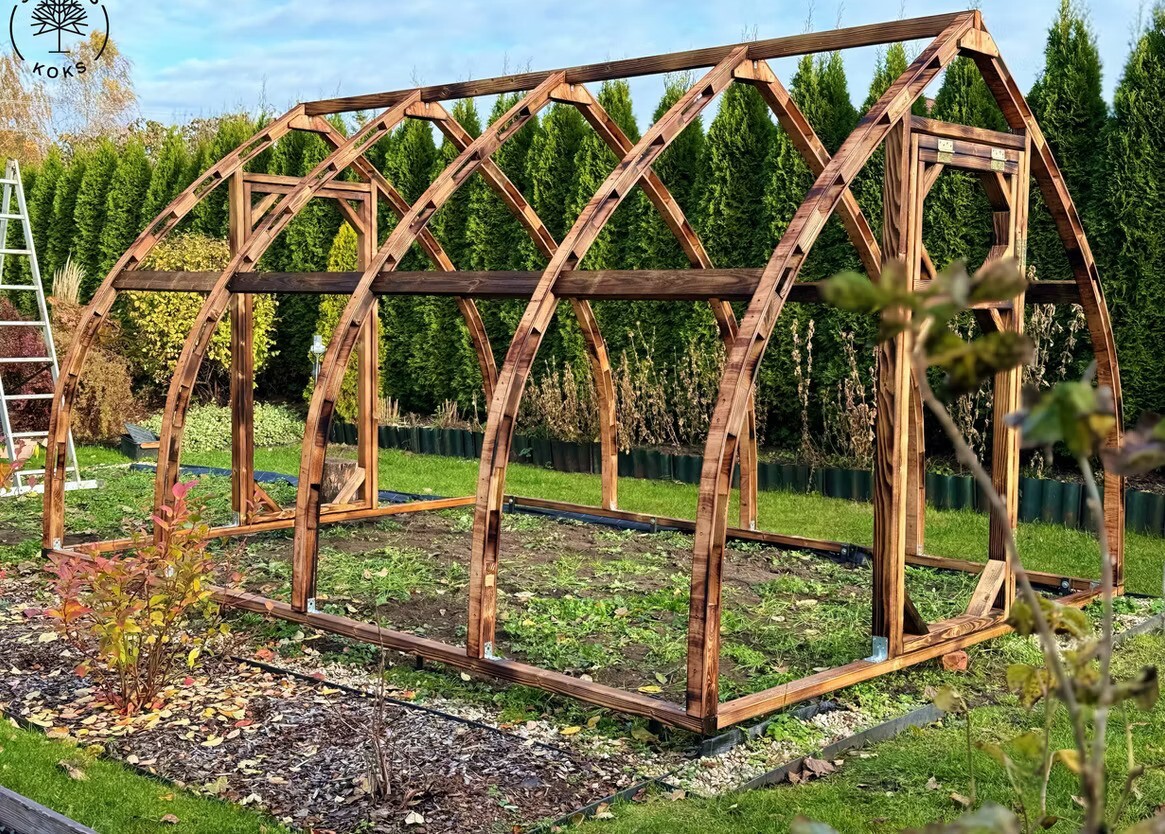 Garten Dream Holz Gewächshaus 3.5x4M mit 4mm polycarbonat und Holz fundament wood_3,5x4m_4mm