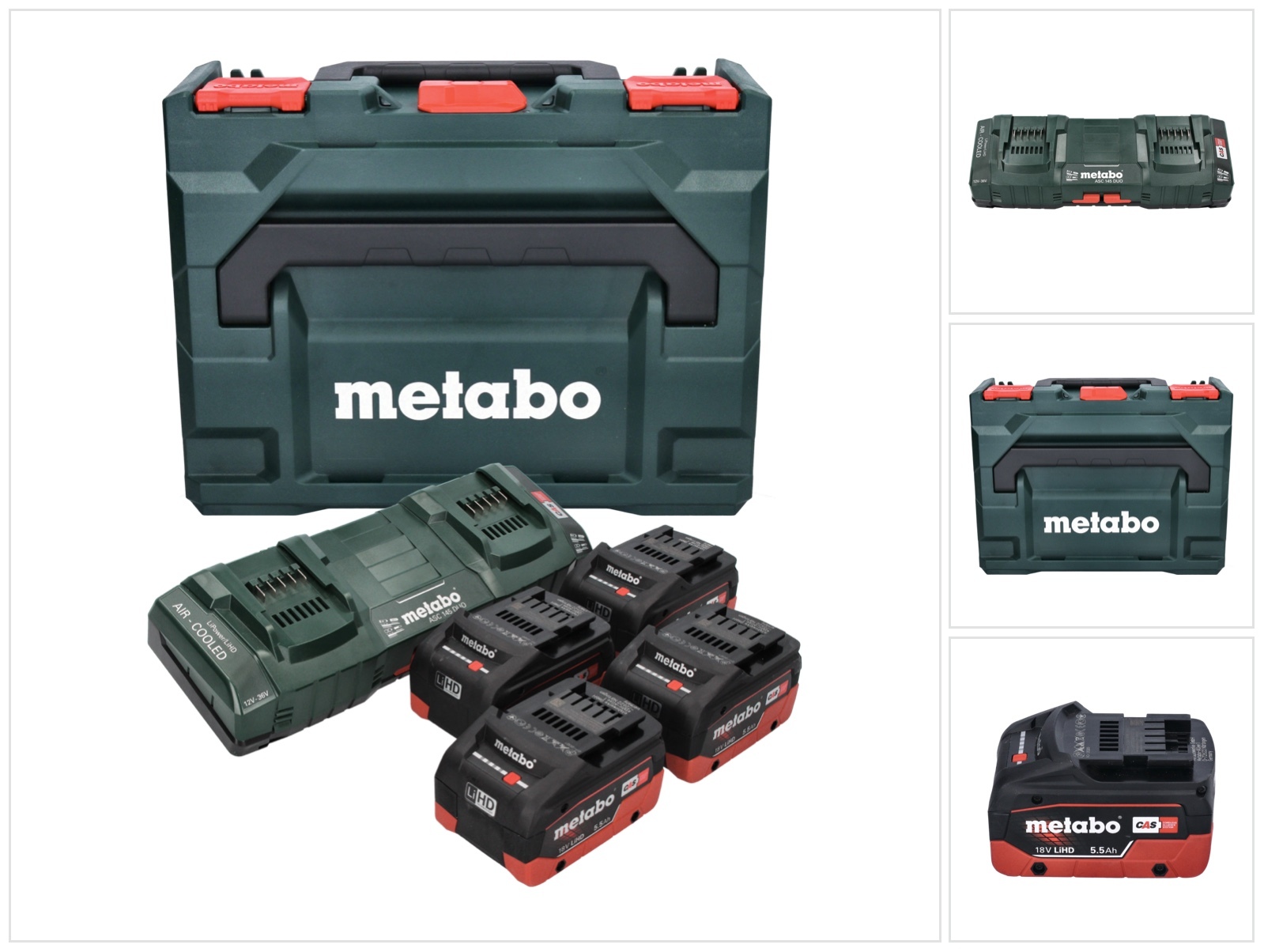 Metabo Basis-Set 4x LiHD 5.5Ah ASC 145 DUO + metaBOX 145