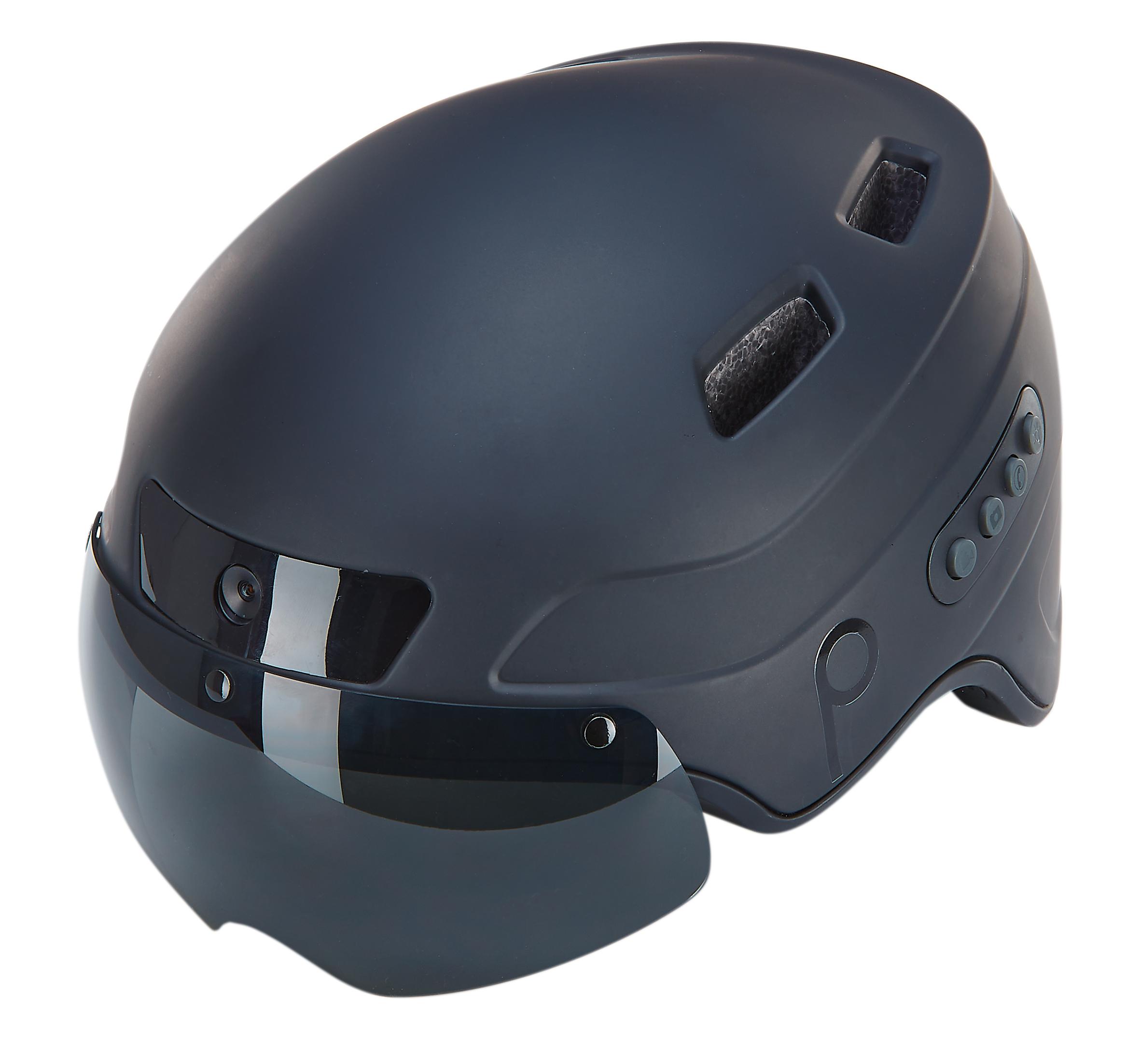 Prophete Smart Fahrradhelm mit Full-HD Kamera, Bluetooth 4.0, LED-Blinker, 58-61 cm, 500g, Schwarz