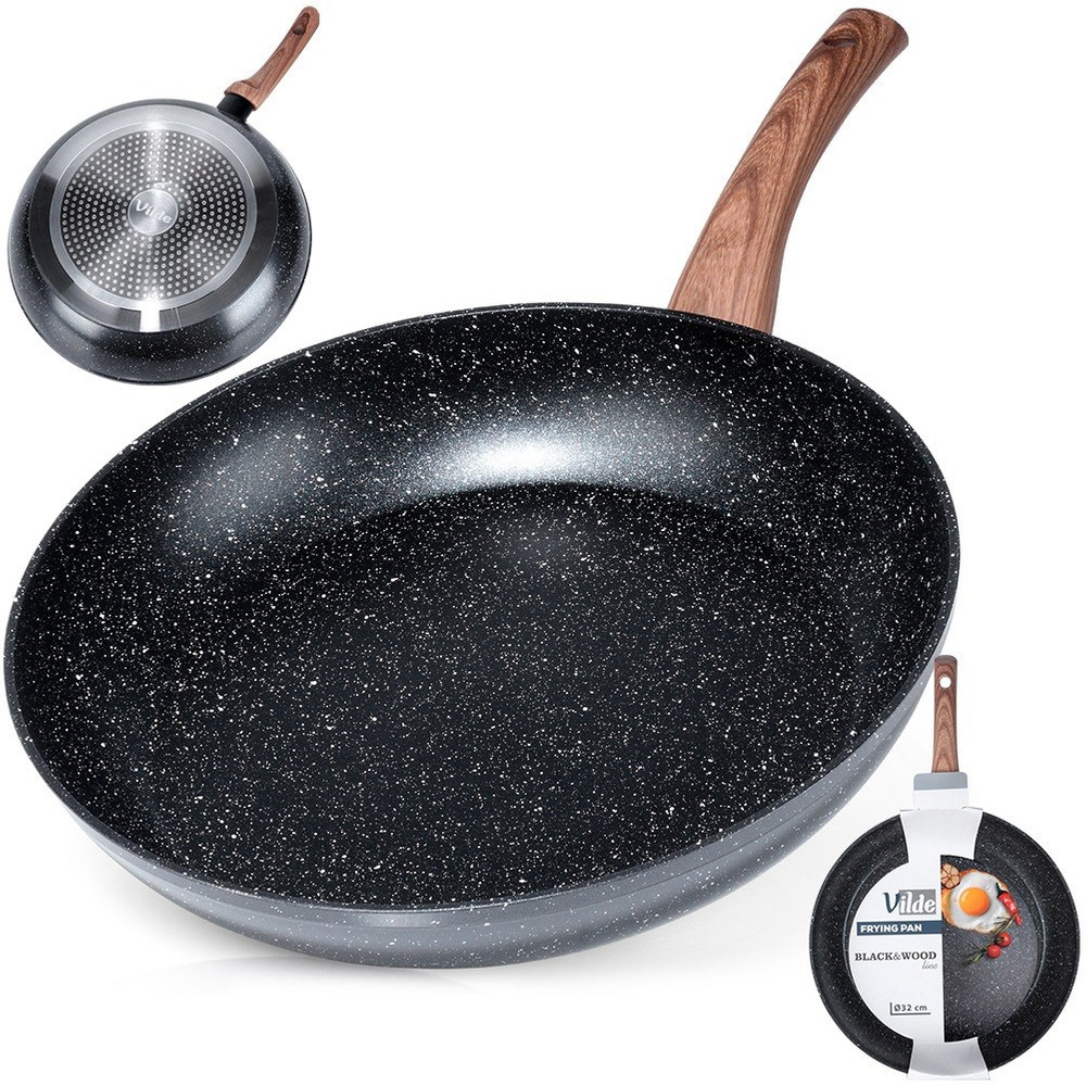 Vilde Granitpfanne Bratpfanne Pfanne aus Granit BLACK&WOOD 32 cm