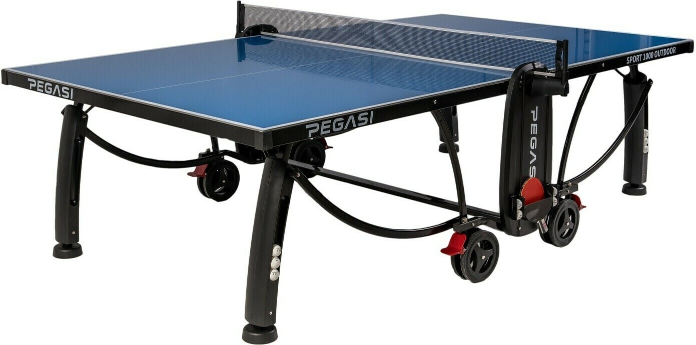 Pegasi Tischtennisplatte 1000 - Outdoor Spiele - Tischtennis - Outdoor Tischtennisplatte - Tischtennistisch Wetterfest - Tischtennisplatte outdoor klappbar - Original - Blau PEG-T1000OUT-BLUE