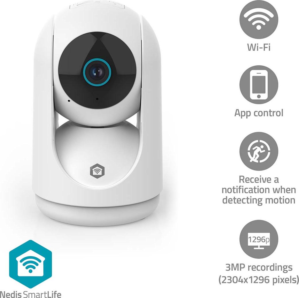 Vnútorná Wi-Fi kamera, 3MP HD, Pan/Tilt, Nočné videnie