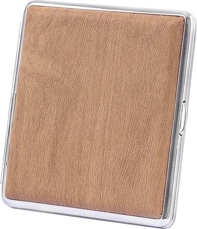 INF Kunstleder Zigarettenetui in Holzoptik - Für 20 Zigaretten, Alltag Braun 410371