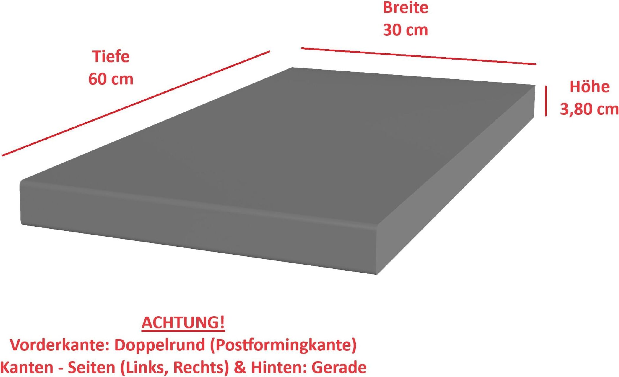 Küchenpreis-Bombe Arbeitsplatte 30 cm 38mm Anthrazit matt Küche Nessa Scandi Old Style Ava-AR Luna