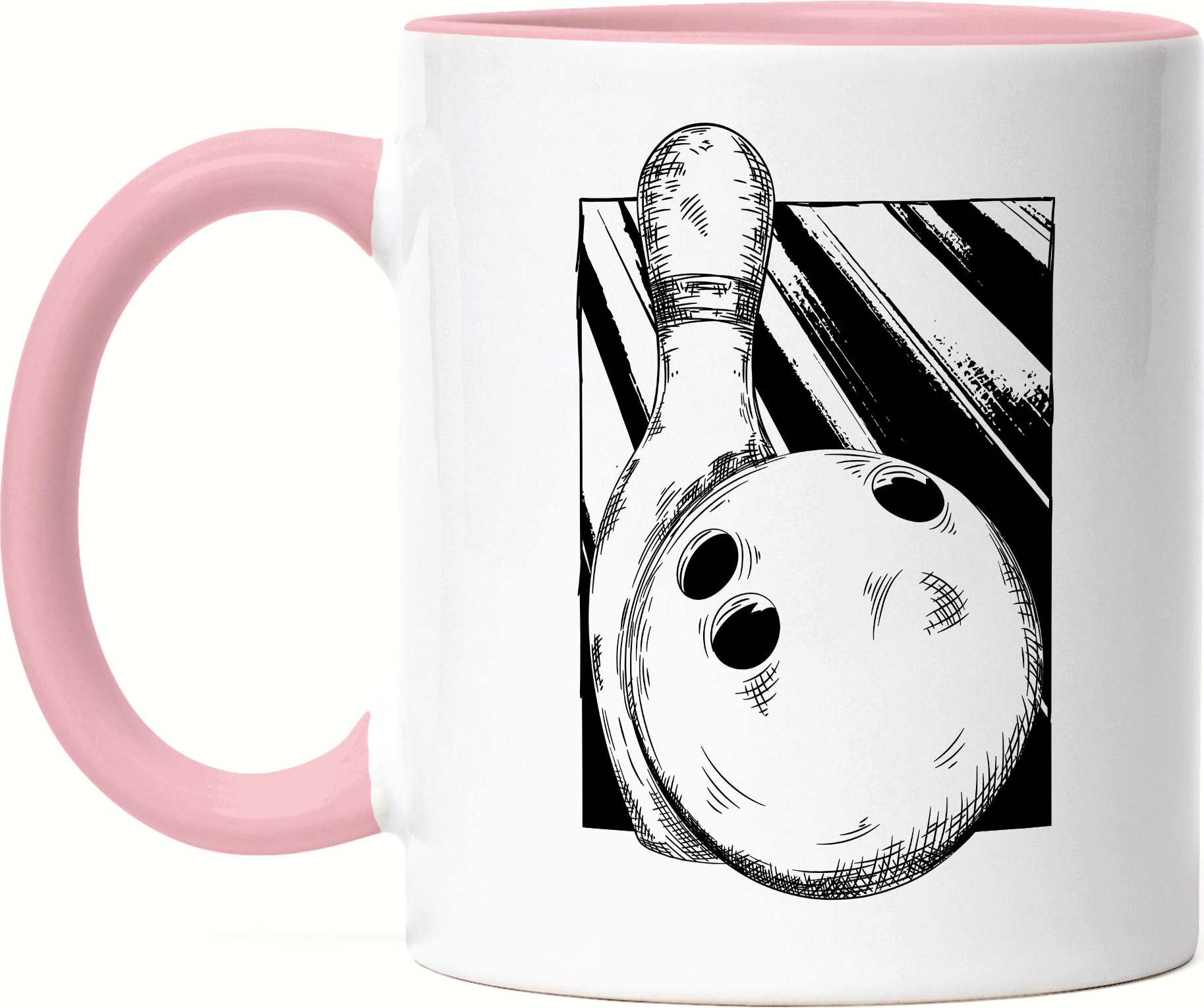 Hey!Print Kegeln Tasse Rosa Bowling Kegeln Kegel Kegelball Bowlingball Bowlingbahn Kegelbahn Spiel Pins Freizeit Hobbie HP-1841-T-Rosa