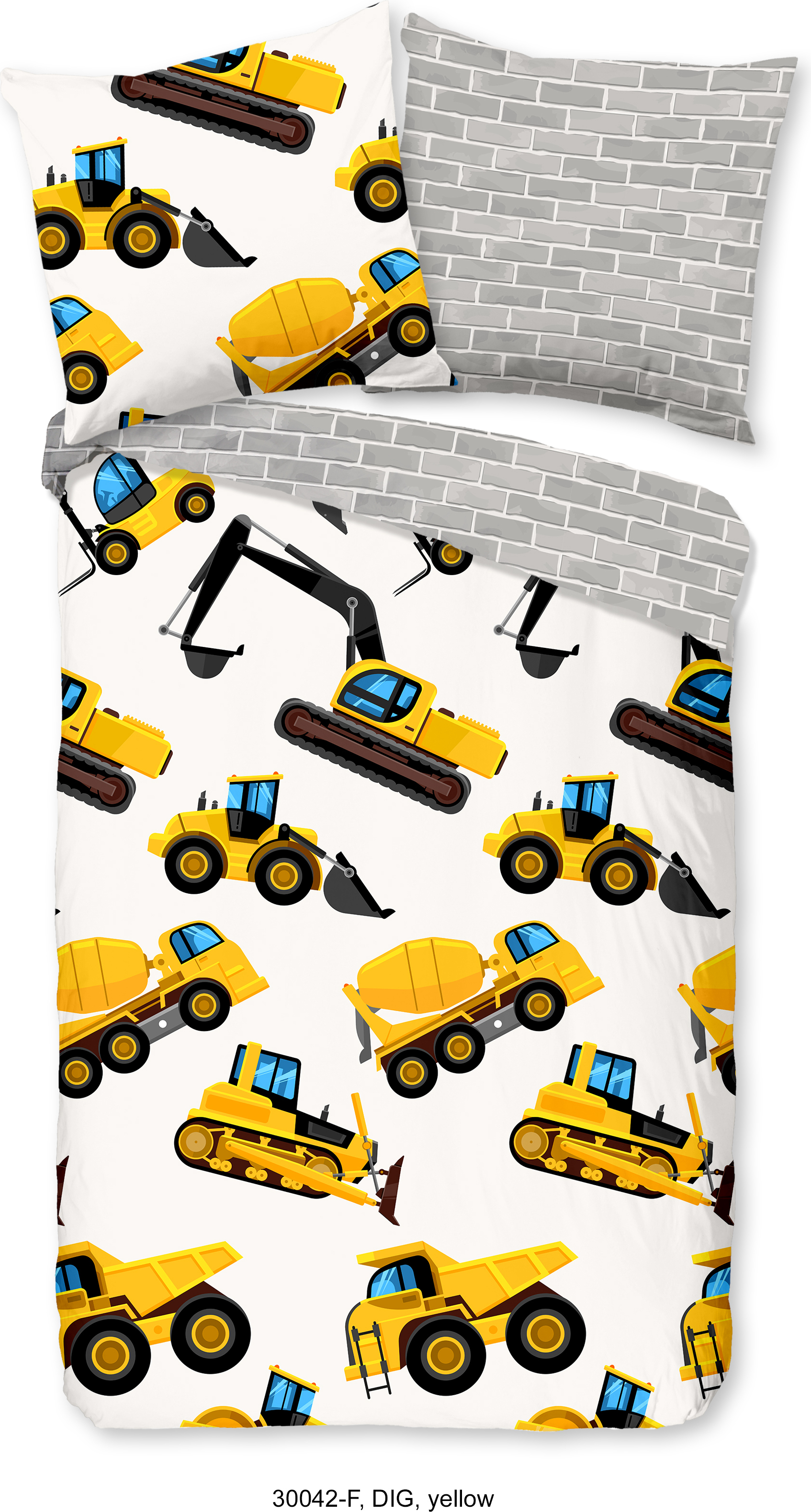 Muller Textil Good Morning Kinder Bettwäsche mit Fahrzeuge - 135x200 cm - Flanell/ Biber 30042-F-135x200cm