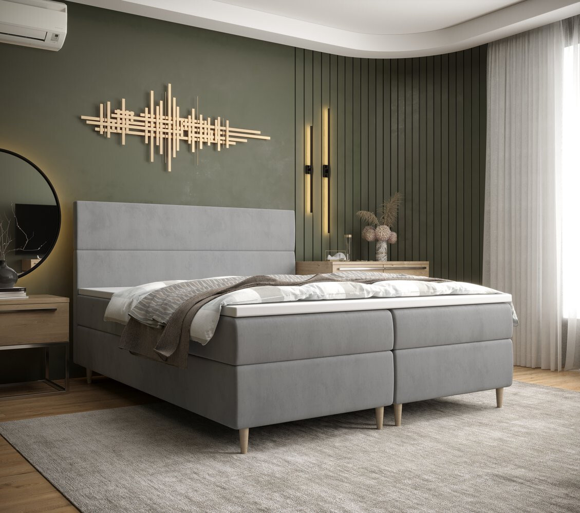 Kontinentálna manželská posteľ ANGELES - 140x200, svetlo šedá