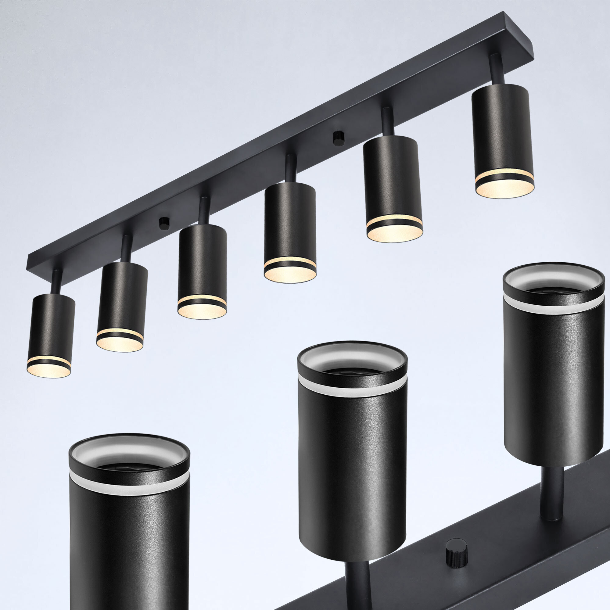 Maxkomfort GmbH Prime Spot 867-6-BK Deckenleuchte mit Acrylring, 6x GU10, in Schwarz MD-PrimeSpot-867-6-BK