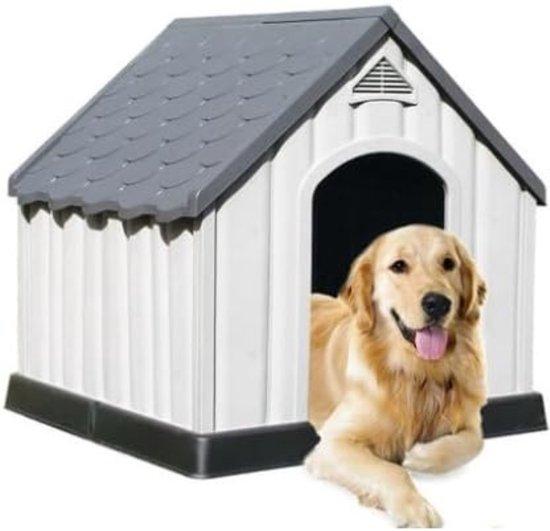 OEM Hundehütte Außen - Hundehütte für große Hunde Kunststoffhütte 101,0 x 97,0 x 99,0 cm - Weiß + Blau - XL 2026