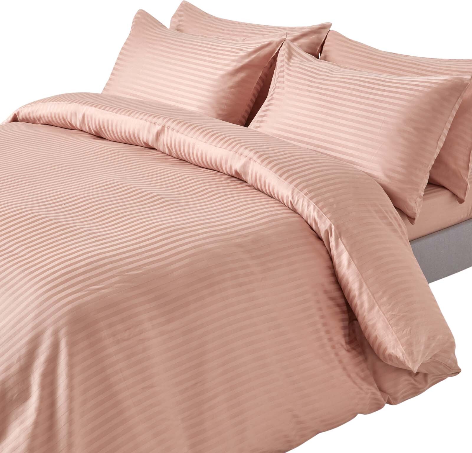 HOMESCAPES Damast Bettwäsche taube beige Fadendichte 330, 230 x 220 cm BL1229C