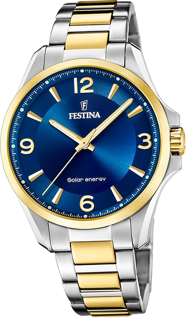 Festina pánske hodinky z ušľachtilej ocele strieborné zlato Festina Solar Energy solárne hodinky D2UF20657/4