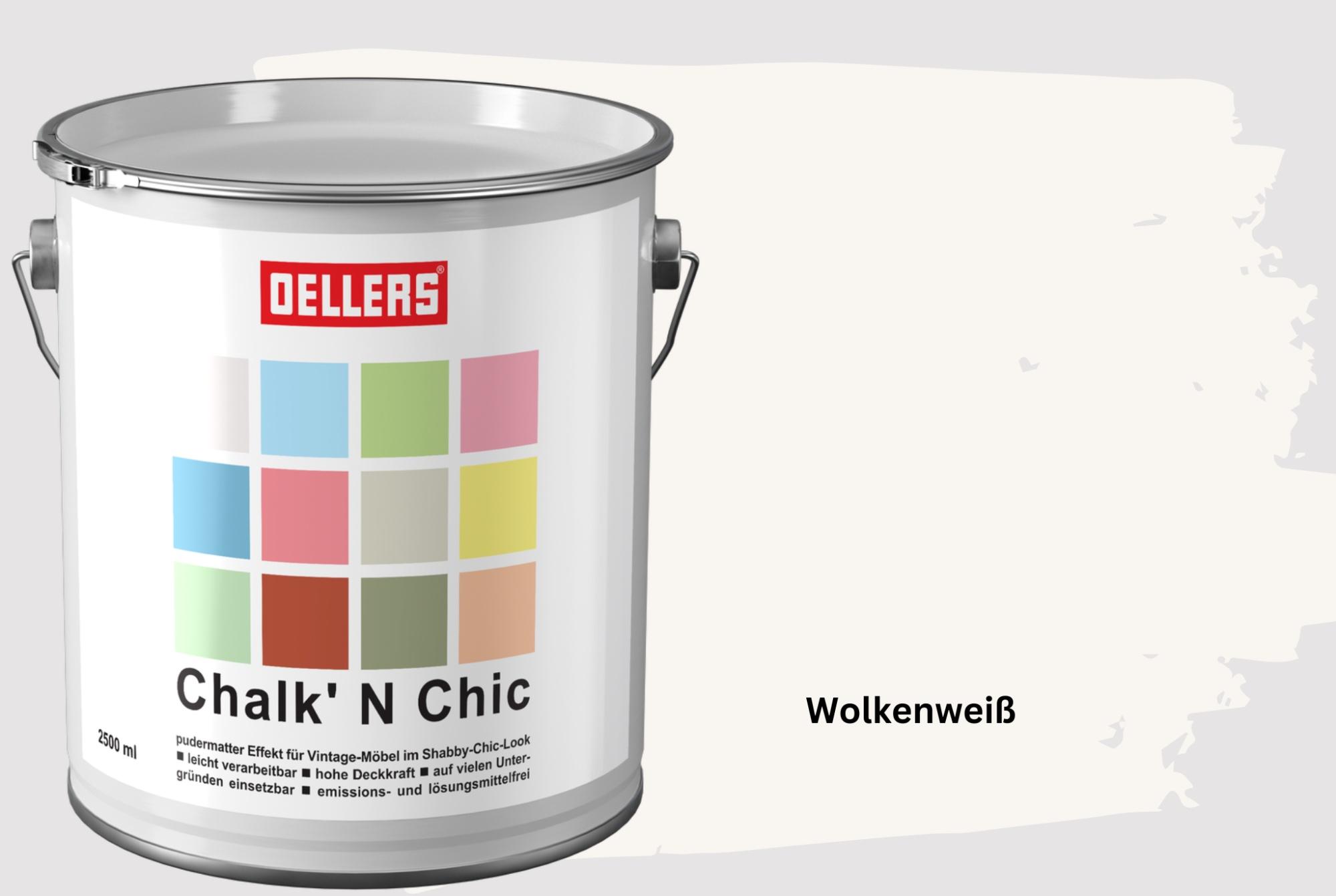 OELLERS creative OELLERS Chalk 'N Chic Kreidefarbe Wolkenweiß 2,5L matt – für Shabby-Chic-Look & Vintage-Stil auf Holz, Beton, Raufaser, Gipskarton uvm. chalk-2.5-wol