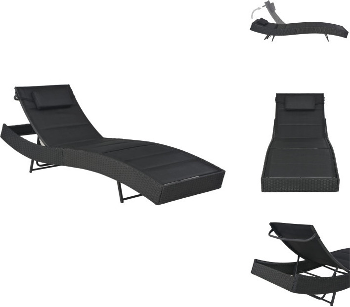 vidaXL Lehátko z polyratanu a textilénu čierne - Lehátka