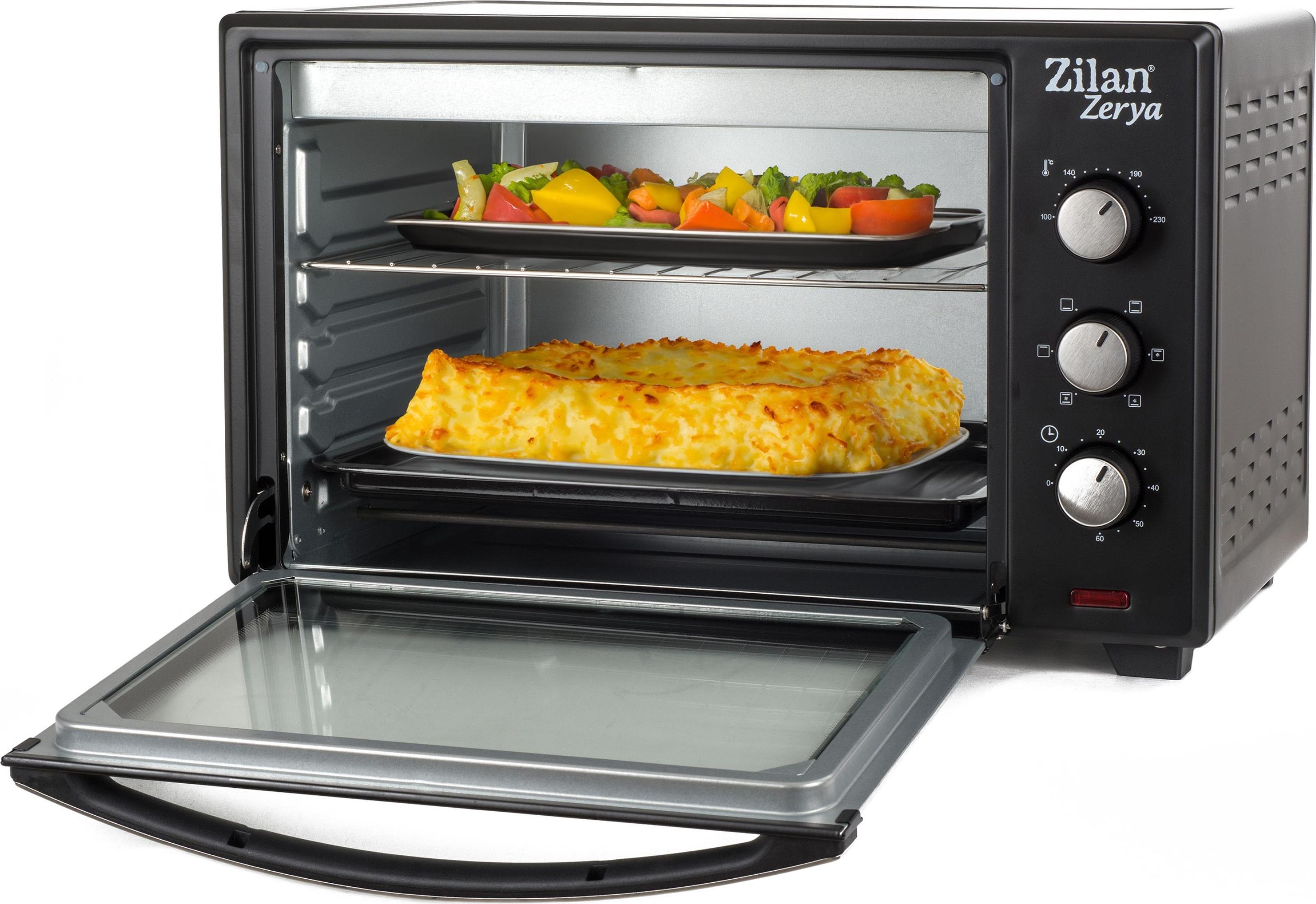 Zilan Minibackofen 45 Liter Konvektion 60 min Timer Ober-Unterhitze Mini Backofen Kleiner Backofen Elektrischer Backofen ZLN-3727