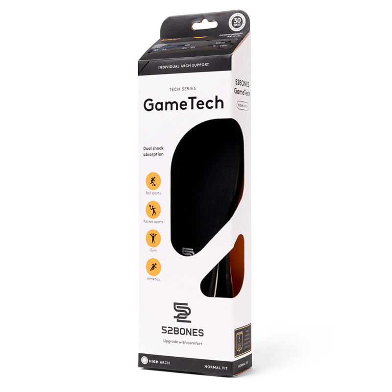 52 Bones GameTech Sport Inner Soles High Arch, Grösse:39/40 NEW-47245