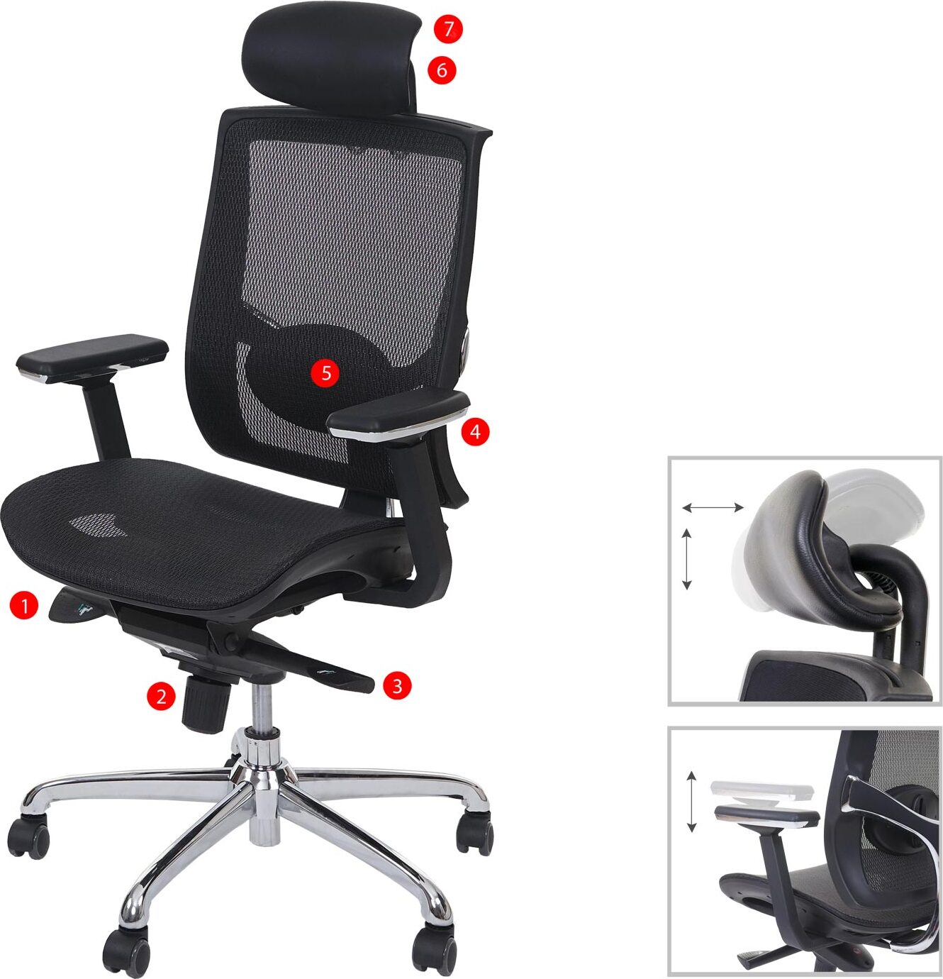 Kancelárska stolička HWC-A55, kancelárska stolička otočná stolička, Imitácia kože textil ISO9001 čierna