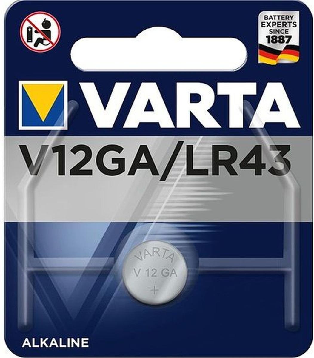 Varta -V12GA, Einwegbatterie, LR43, Alkali, 1,5 V, 80 mAh, Metallisch 04278 101 401