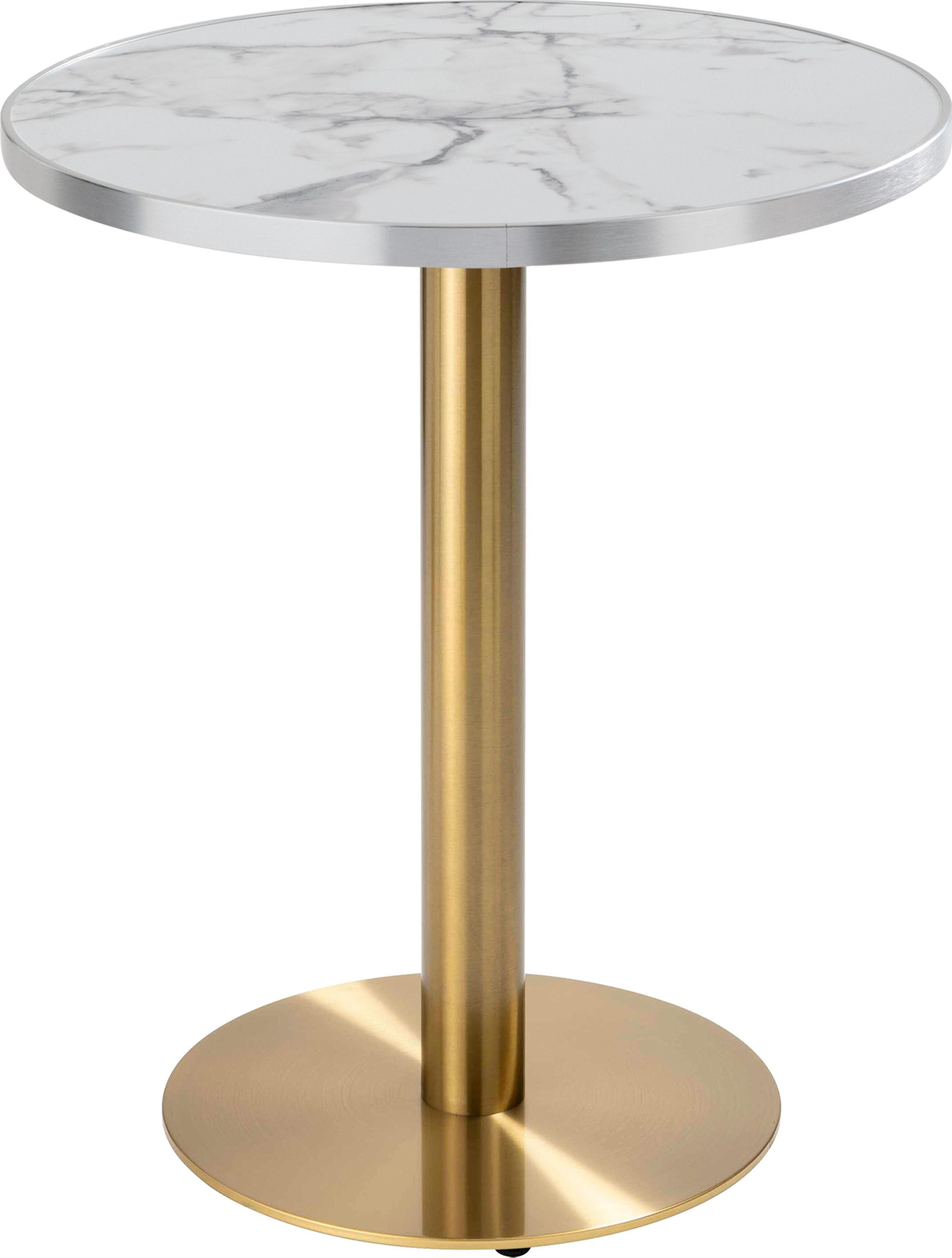 Runder Esstisch 60 cm, weiße/silberne Marmorplatte und goldene Beine - Oviala Montmartre 112809
