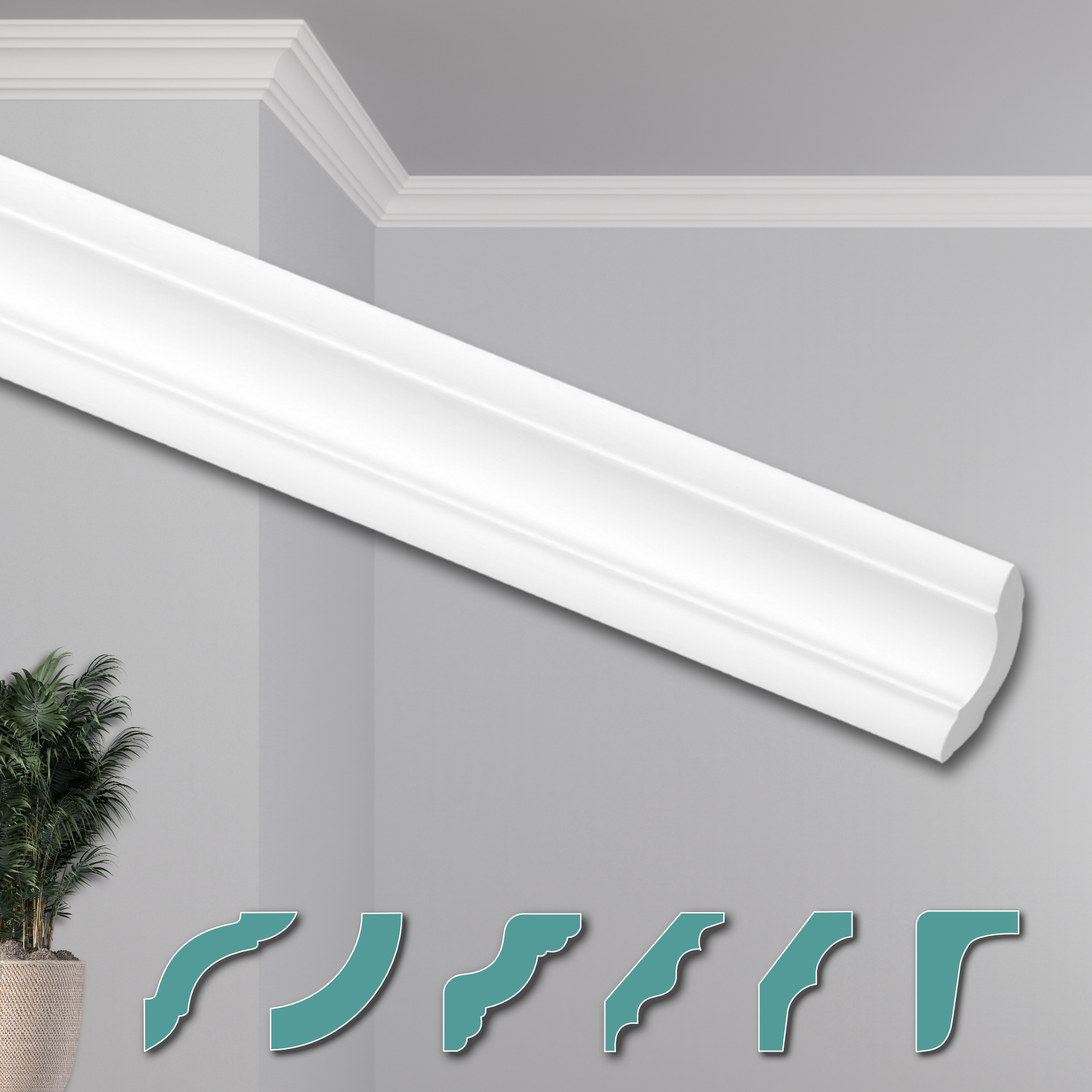 HEXIMO Deckenleisten modern XPS Styropor weiß, 2 Meter Stuckleisten Styroporleisten Zierleisten Stuck Eckleisten (40 Meter Deckenleisten ZG8) 61804
