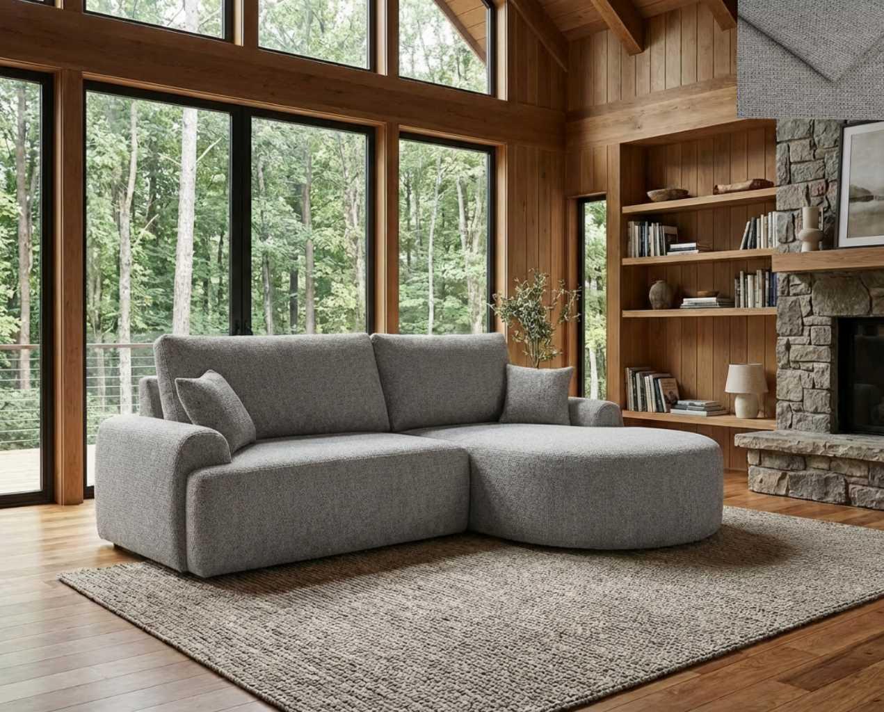 Ecksofa TERACINA Nordelo mit Schlaffunktion und Bettkasten Universal L/R 246 cm Stoff GLOW17 HELLGRAU ECKC-TERAC-GLOW-17