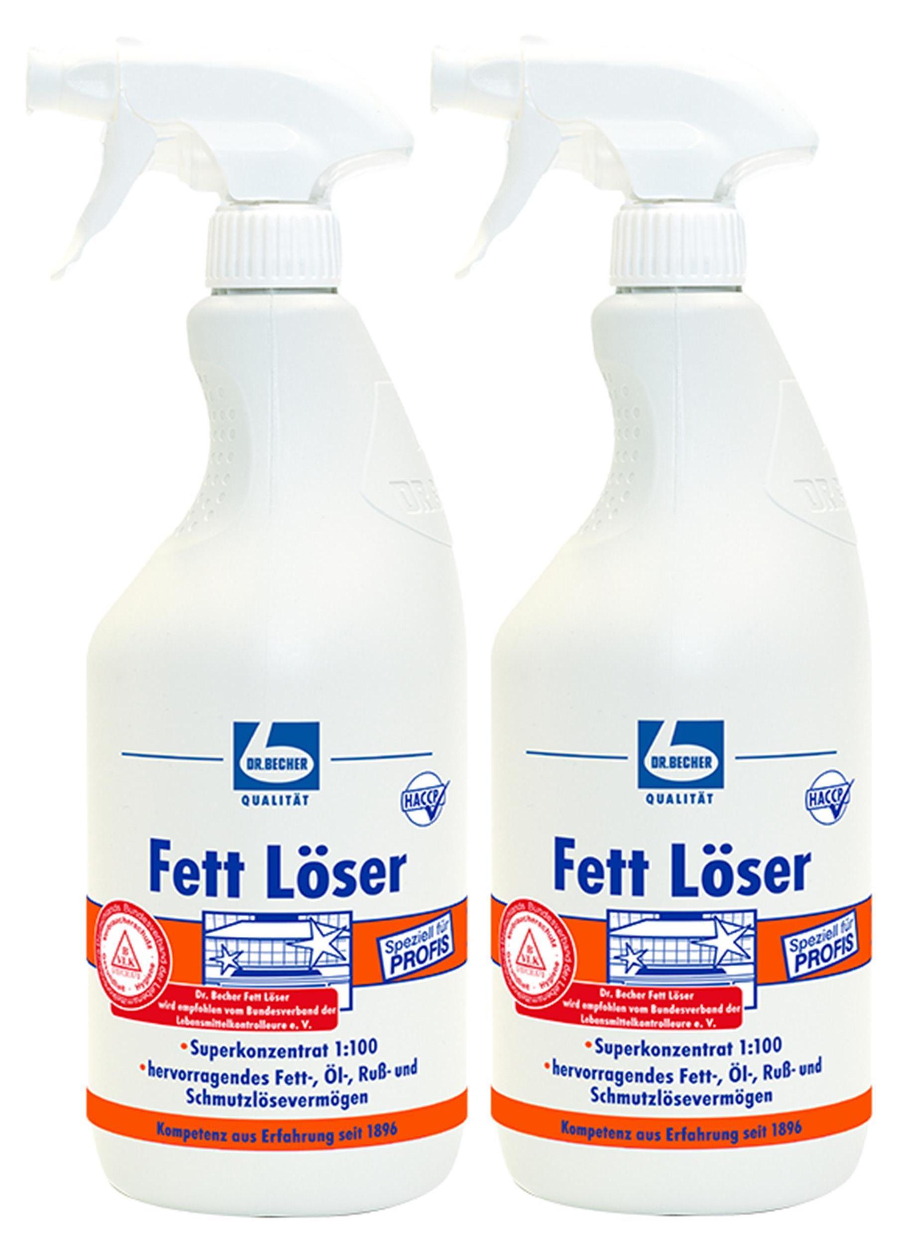 DR. BECHER Fett Löser Set – 1L Sprühflasche + 10L Kanister + 8 Küchenrollen