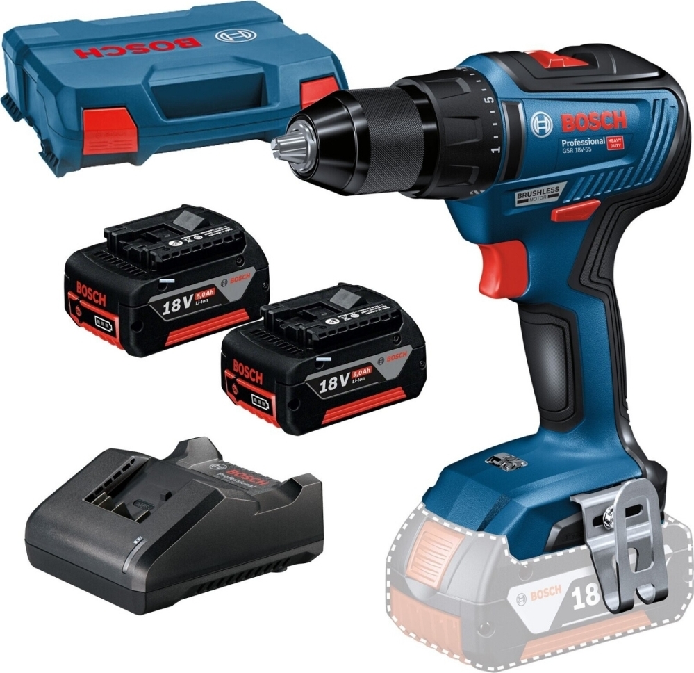 Akumulátorová vŕtačka Bosch Professional GSR 18V-55 s príslušenstvom (06019H520B)