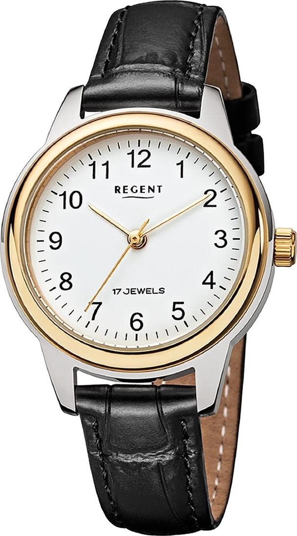 Regent kožené dámske náramkové hodinky manuálne naťahovanie mechanické čierny kožený remienok D2URF1568