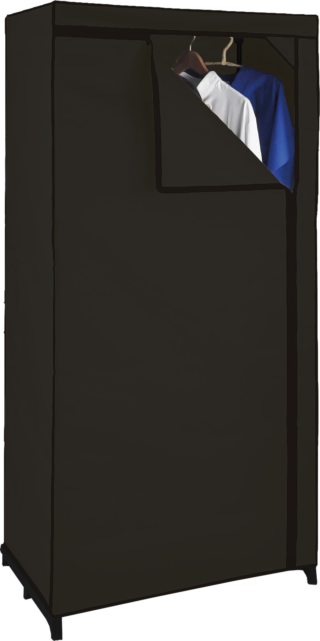 Spetebo Stoff Kleiderschrank schwarz - 150 x 75 x 50 cm - Mobiler Schrank mit Kleiderstange