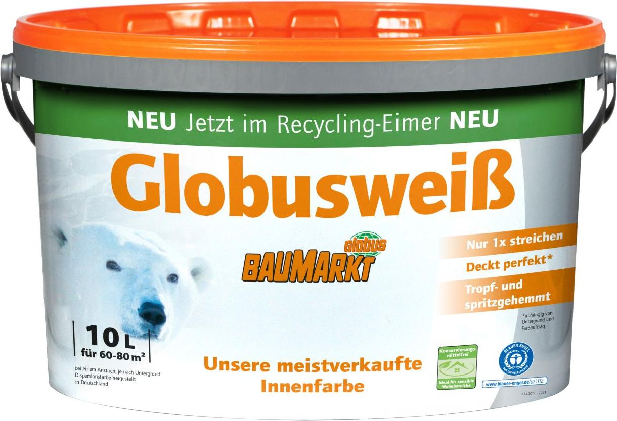 Globus Baumarkt Globusweiß Wandfarbe matt 10 L matt konservierungsmittelfrei