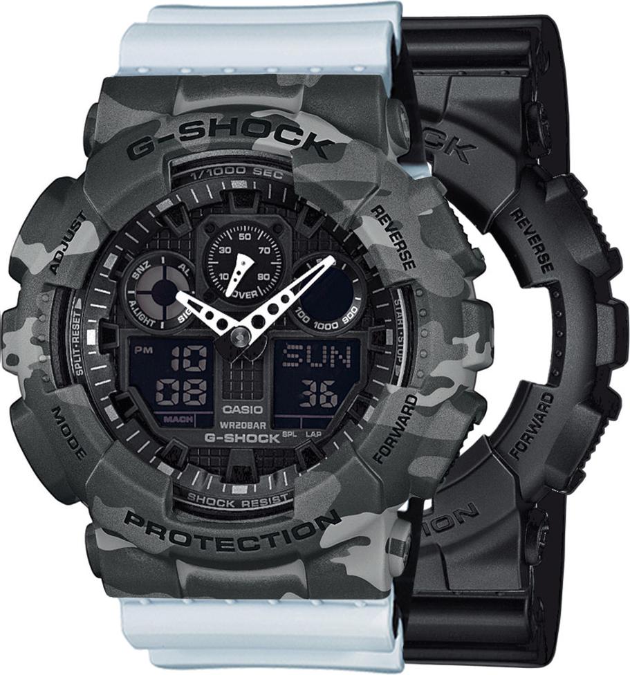 Zegarek Casio G-Shock SET GA-100-1A1ER + BEZEL 10507071 + PASEK 10527469 20BAR