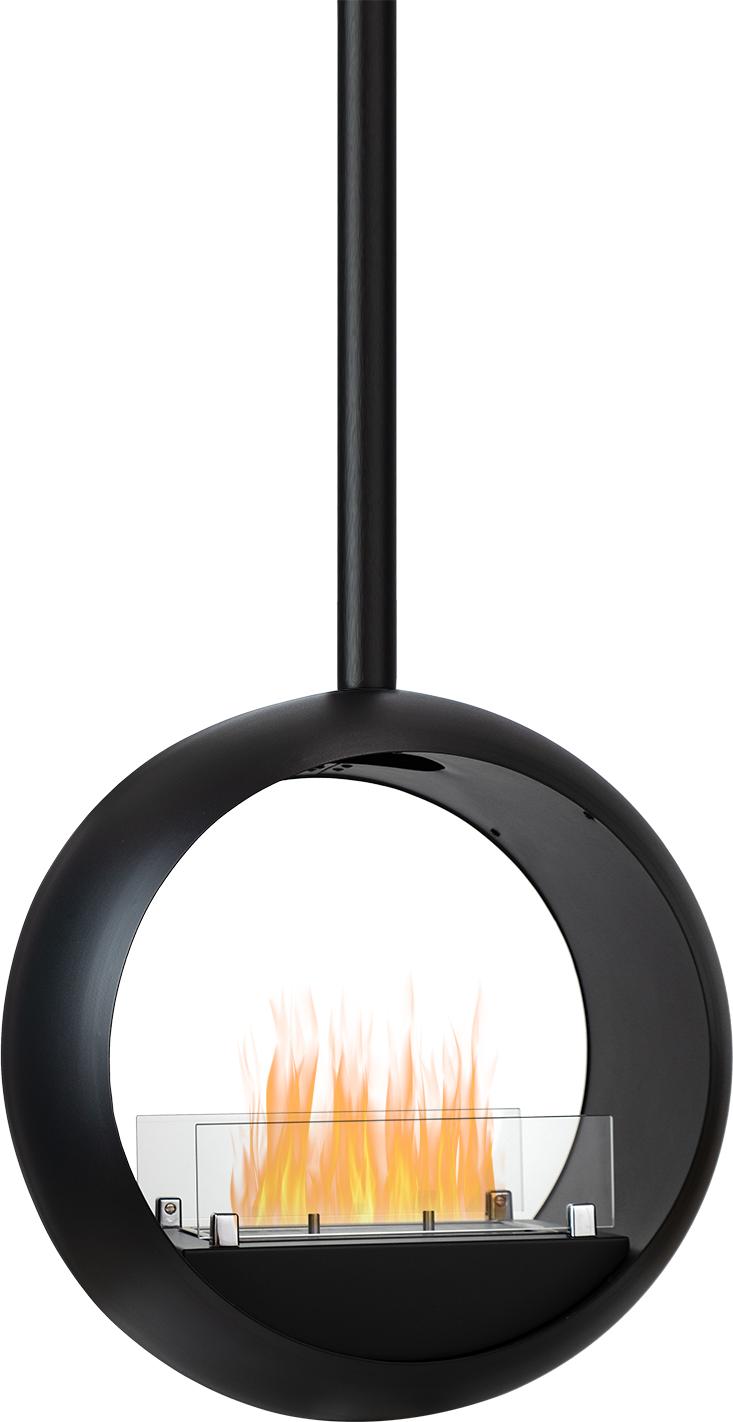 Moritz etanolový krb zavesený zo stropu s horákom s objemom 1,2 litra Skutočný oheň Dekoratívny krb stropná montáž stropný krb okrúhly čierny