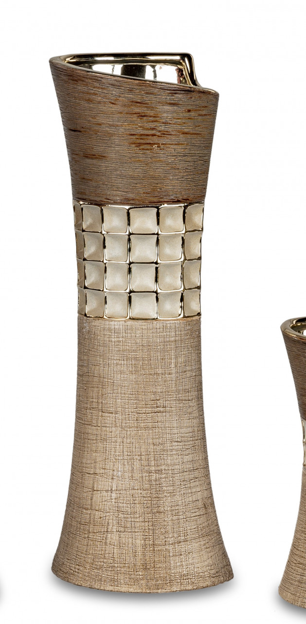 26cm creme braun Keramik Formano Deko Vase KARAMELL oval H