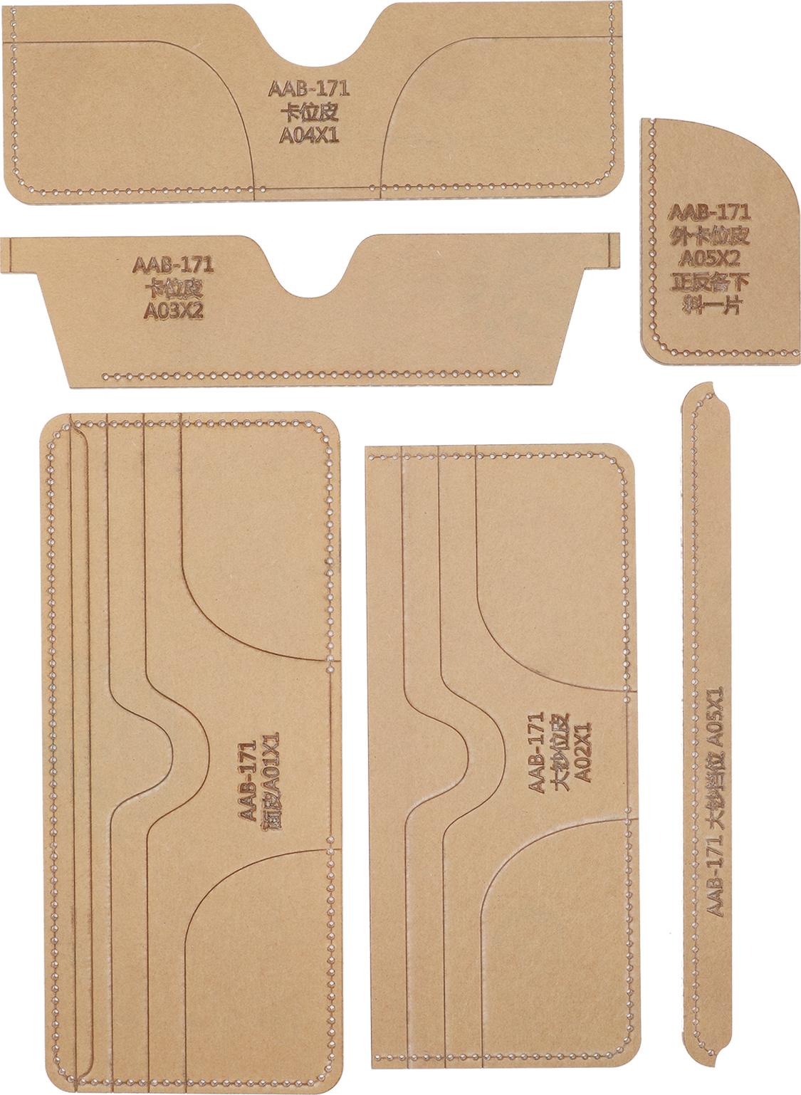 Gistuch 6pcs Acrylvorlage DIY Handgefertigte kurze Brieftaschen -Leder -Muster -Schimmelpilzwerkzeuge DIY