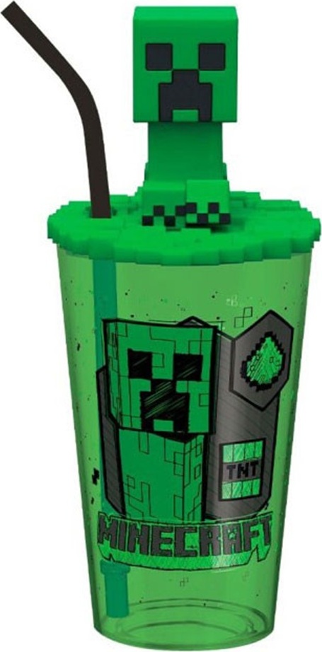 Minecraft Green 3D Strohhalm Plastikbecher 443ml T-073