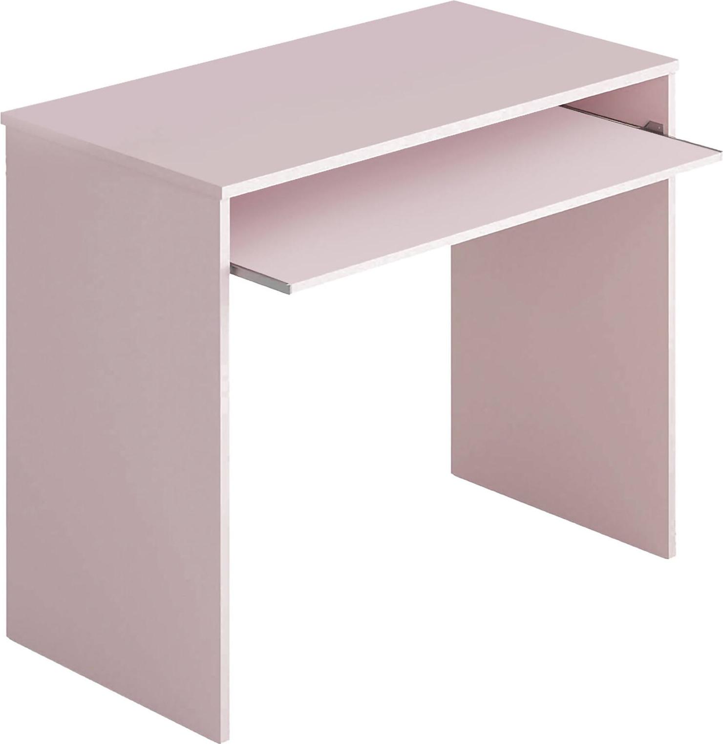Dmora Dayton Schreibtisch, Schreibtisch mit Regal, Studiertisch mit PC-Halterung für Büro oder Schlafzimmer, Studiertisch, cm 90x54h79, Pink