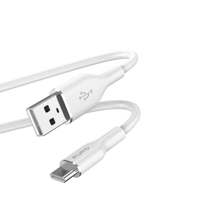 PURO ICON Soft Cable - kábel USB-A na USB-C 1,5 m (biely)