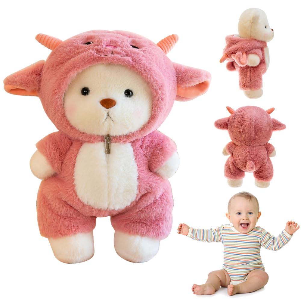 Merkloos Plüsch-Teddy mit Schafskostüm, 30 cm, Kuscheltier für Kinder