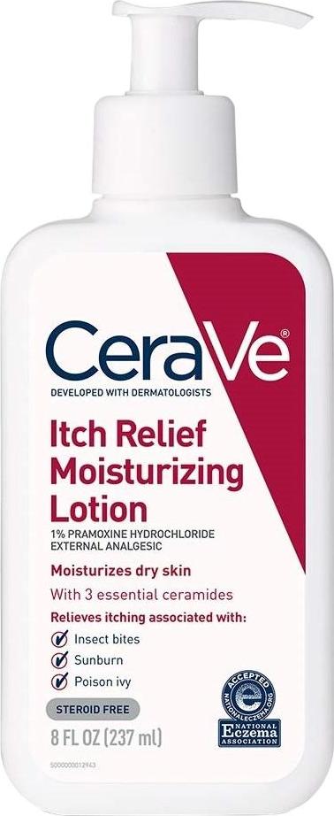 Körperlotion, CeraVe, Itch Relief Moisturising Lotion, Beruhigt und befeuchtet die Haut, gegen Juckreiz und Hautirritationen, mit Ceramiden, 237gr
