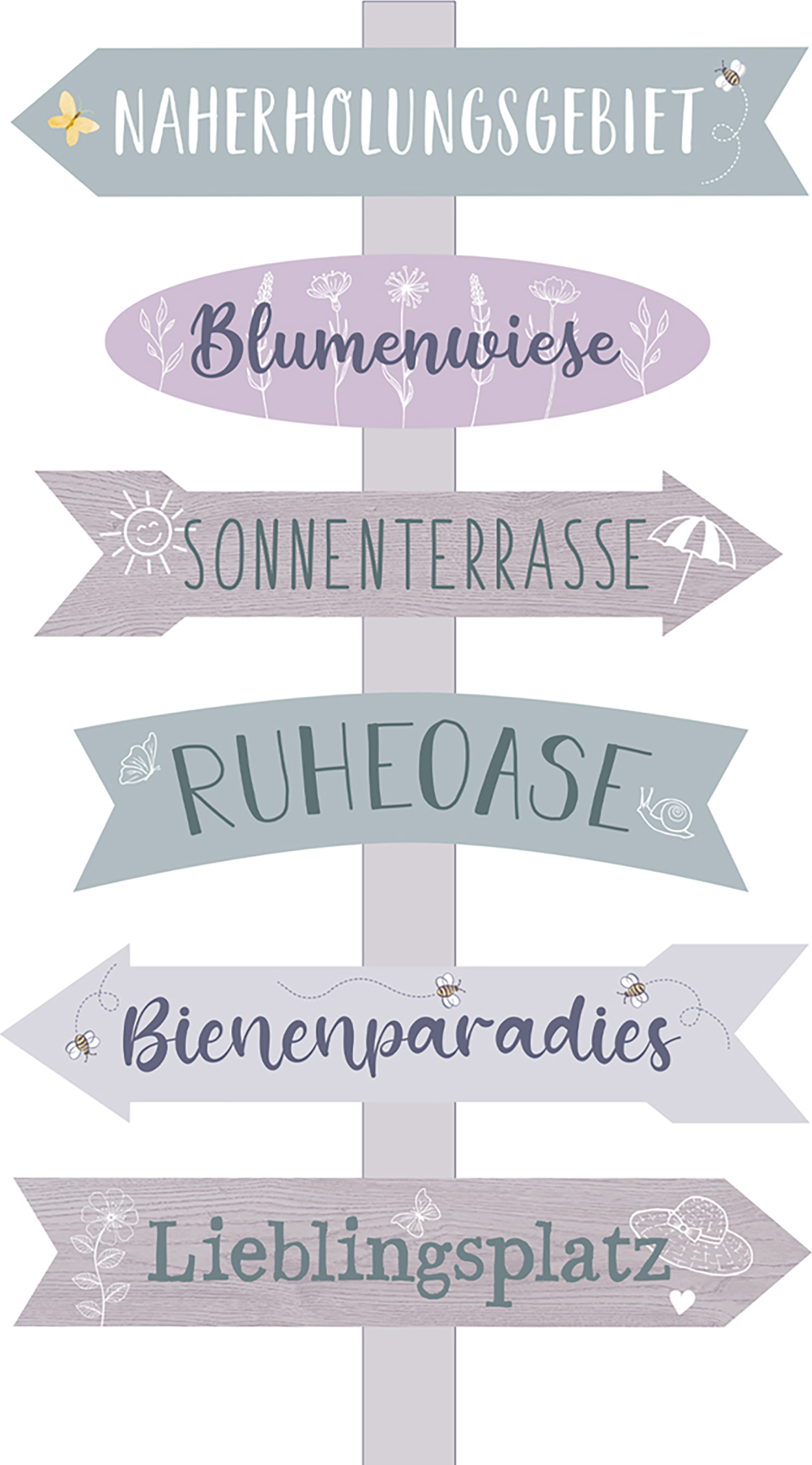 Spetebo Gartenschild Wegweiser NAHERHOLUNGSGEBIET - ca. 76 cm - Garten Deko Schild Regeln