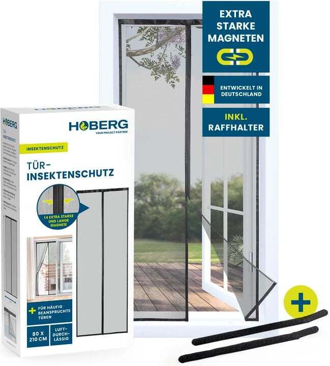 Magnet-Fliegengitter Für Türen 165x265cm – Insektenschutz Mit Starken Magneten, Grau – Ohne Bohren
